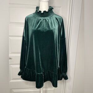 Soft Surroundings Dark Teal Velvet Top Size Large